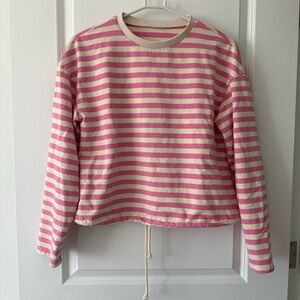 Girls' Pink & Cream Striped Long-Sleeve Top